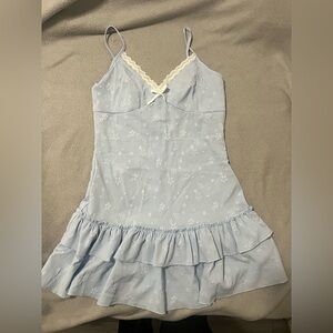 SHEIN Light Blue Embroidered Dress